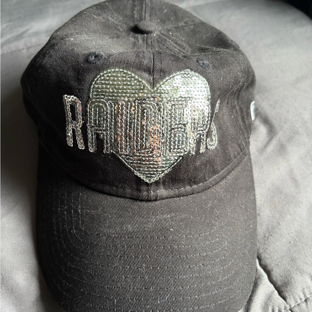 Black Cap with Silver Heart Design